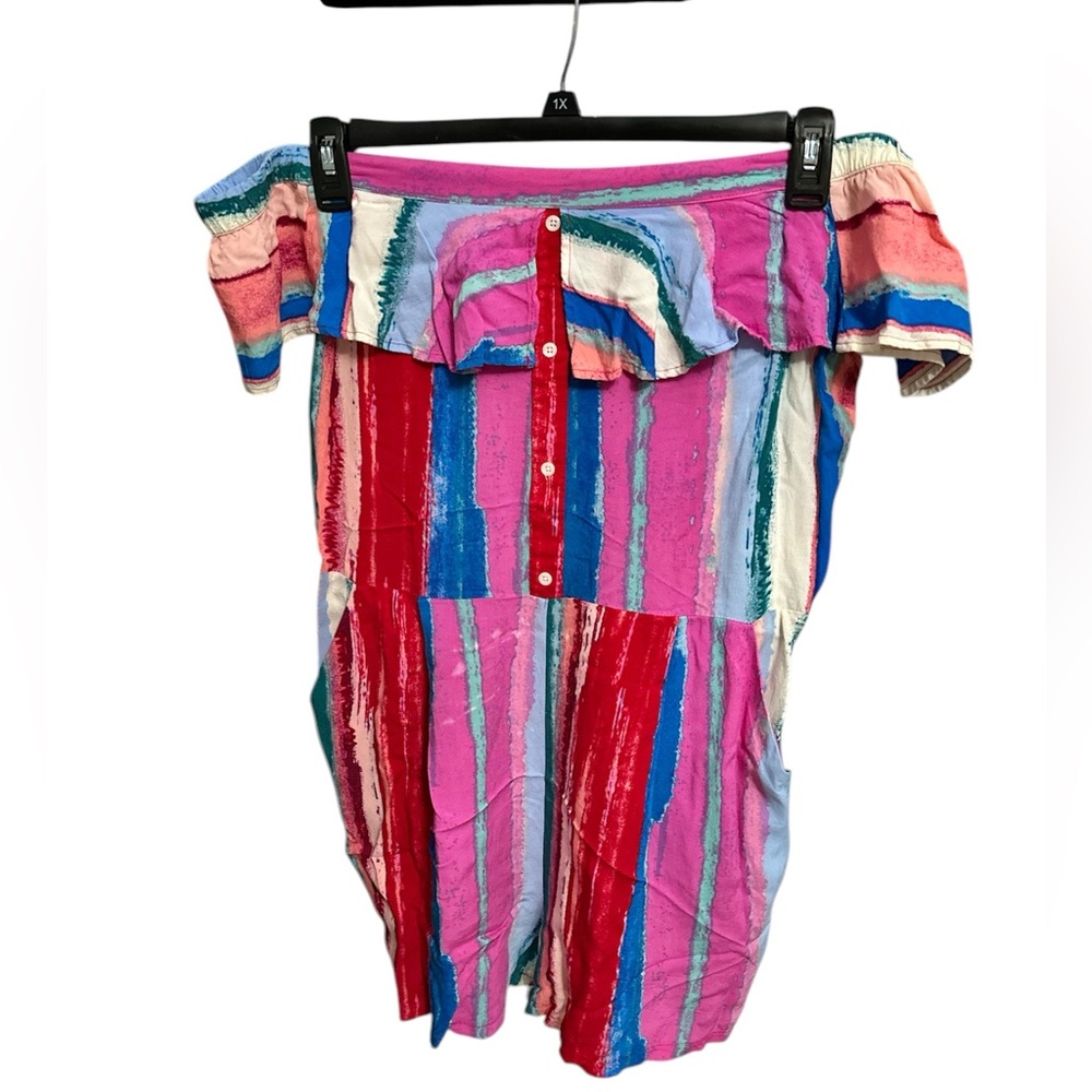 Colorful Striped Off-Shoulder Dress
